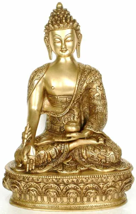 13" Tibetan Buddhist God Medicine Buddha In Brass | Handmade | Made In India