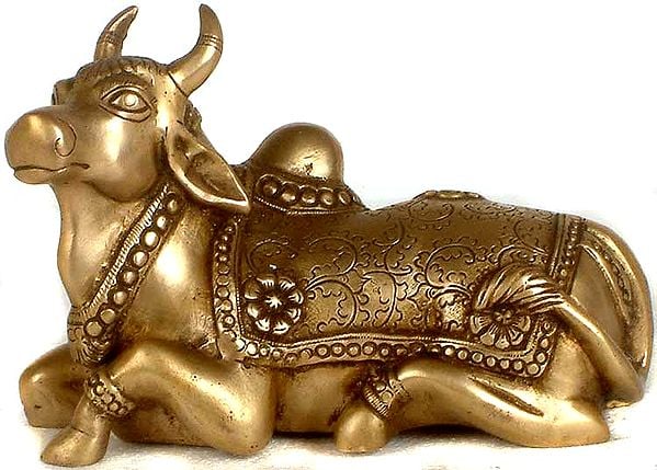 7" Nandi (The Mount of Lord Shiva) In Brass | Handmade | Made In India