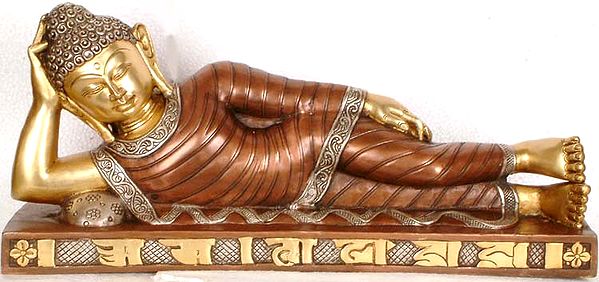20" Reclining Buddha In Brass | Handmade | Made In India