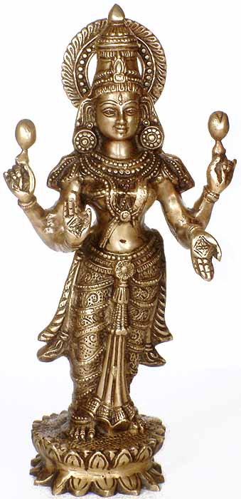 Standing Lakshmi On Lotus Pedestal