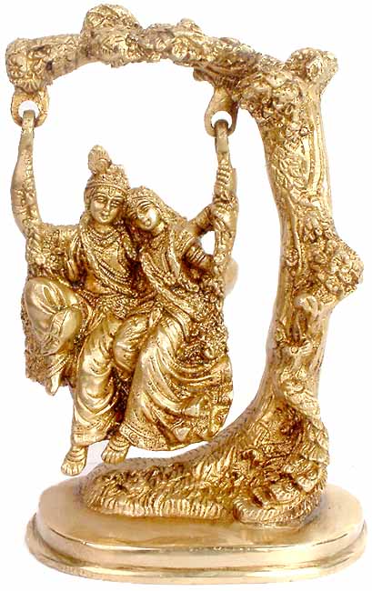 Radha Krishna Brass Statue - The Swing of Love
