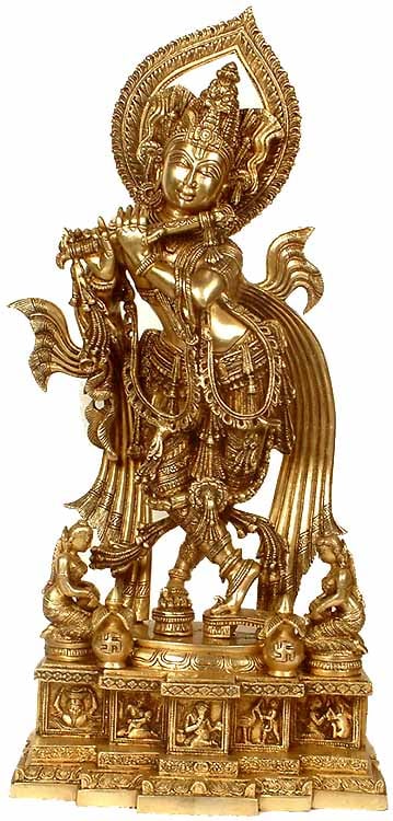 Venugopala on a Pedestal Engraved with the Scenes from his Life