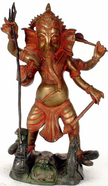Warrior Ganesha Rides a Composite Dragon
