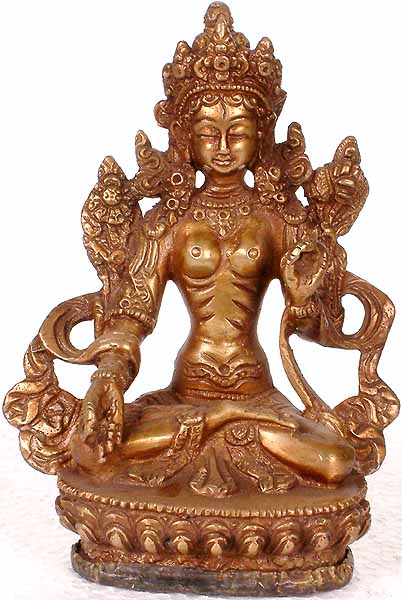 5" Tibetan Buddhist Goddess White Tara Idol in Brass | Handmade | Made in India