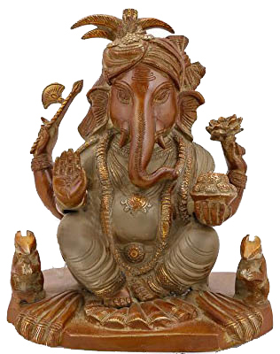 Seated Ganesha, Flanked By Two Mice