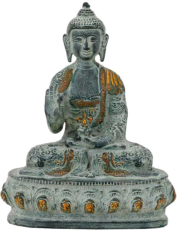 Antique Blessing Buddha Brass Sculpture