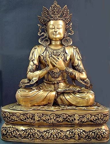 40" Tibetan Buddhist Deity Large Size Crowned Buddha In Brass | Handmade | Made In India