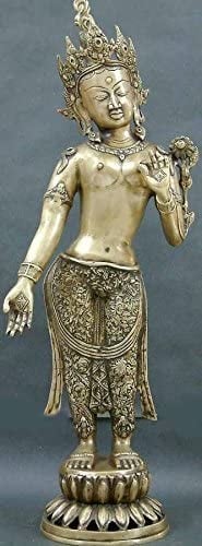 29" Tibetan Buddhist Goddess Large Size Standing Tara Statue in Brass | Handmade | Made in India