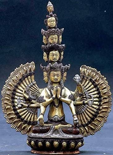 12" (Tibetan Buddhist Deity) Eleven Headed Thousand Armed Avalokiteshvara In Brass | Handmade | Made In India