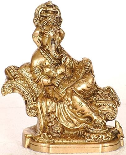7" Ganesha the Scribe In Brass | Handmade | Made In India