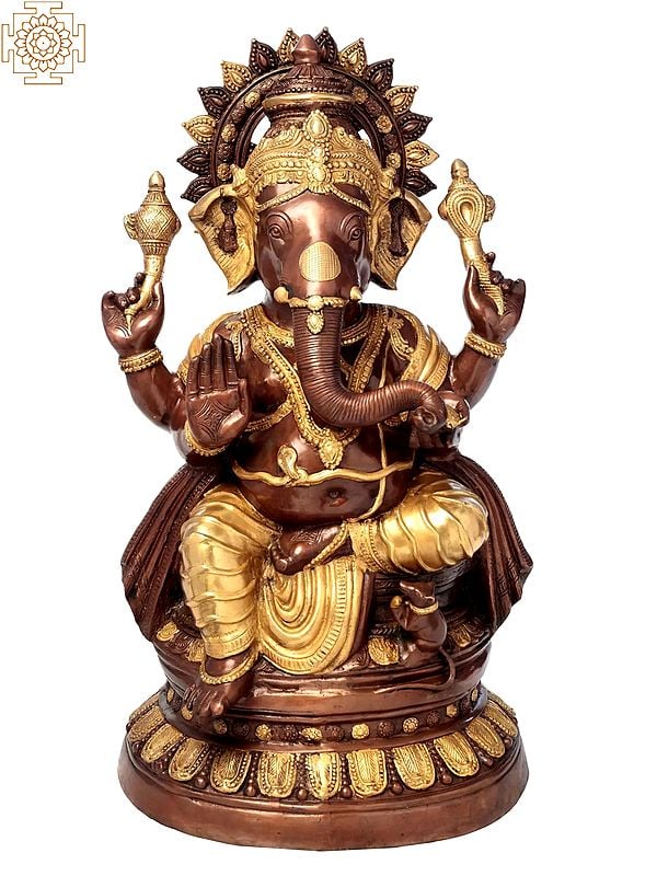 36" Large Size Ganesha, The Blissful God of Auspices In Brass | Handmade | Made In India