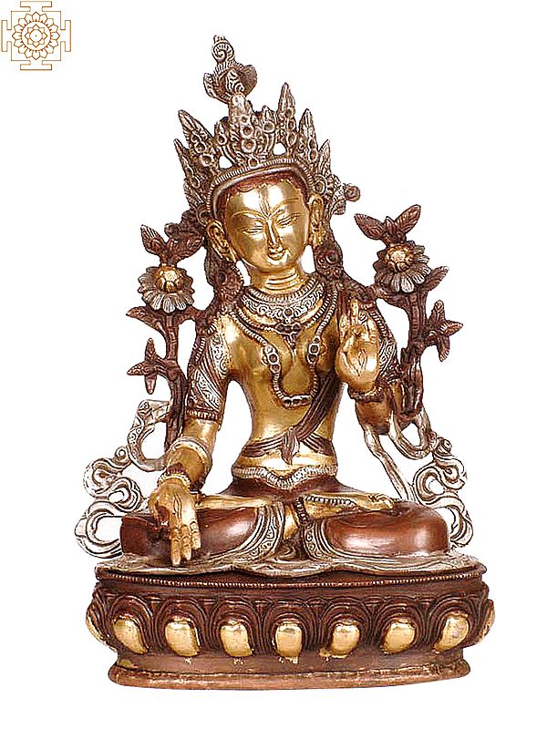 12" White Tara (Tibetan Buddhist Deity) In Brass | Handmade | Made In India