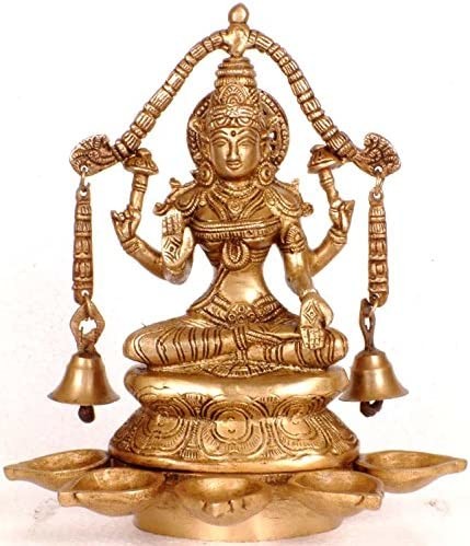 9" Deepak Lakshmi In Brass | Handmade | Made In India