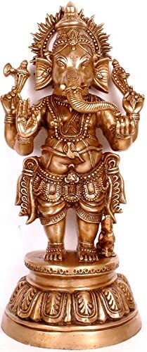23" Standing Ganesha In Brass | Handmade | Made In India