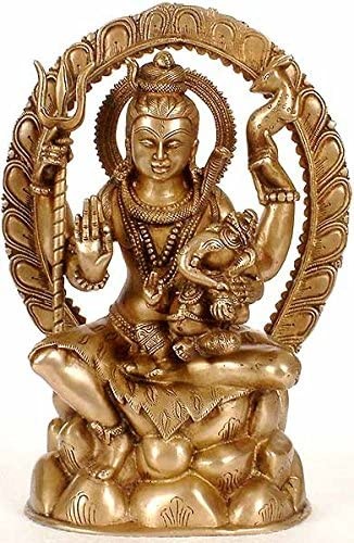 12" Shiva with Ganesha In Brass | Handmade | Made In India