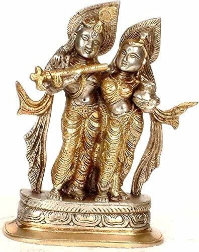 6" Radha Krishna Brass Idol | Handmade | Made in India