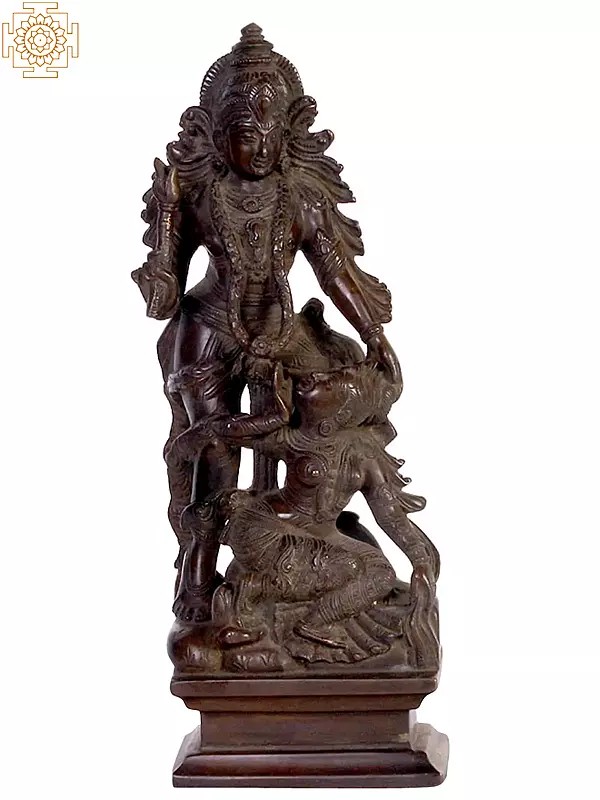 13" Lord Vishnu With Goddess Lakshmi In Brass | Handmade Statue | Made In India