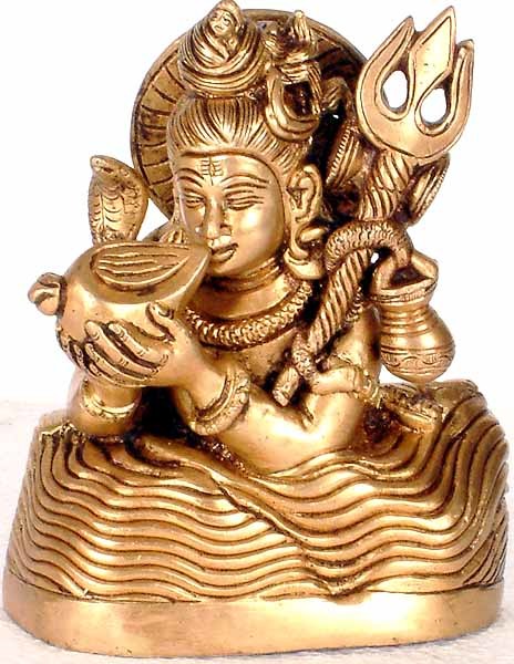 6" Neelkantha Shiva Brass Idol | Handmade | Made in India