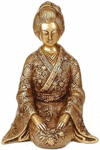 10" Japanese Lady in Kimono in Brass | Handmade | Made in India