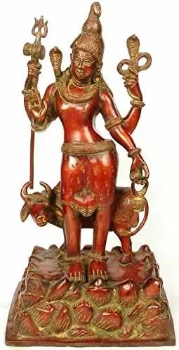 17" Lord Shiva with Nandi In Brass | Handmade | Made In India
