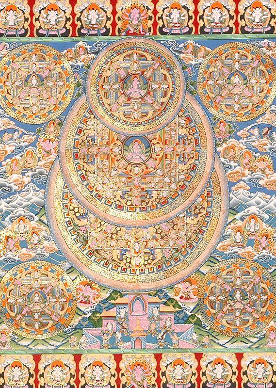 A Grand Mandalas of The Buddha with Bodhisattvas, Wrathful Guardians and Adepts