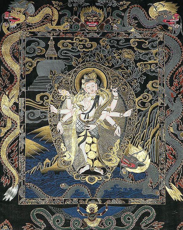 Avalokiteshvara as Amoghapasa (The Painting is Abundantly Enriched with 24 Karat Gold)