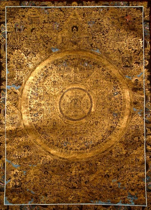 Black Mandala of Buddha in the Dhyana Mudra