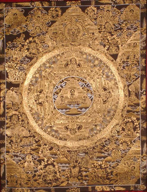 Black Mandala of Gautam Buddha in the Bhumisparsha Mudra