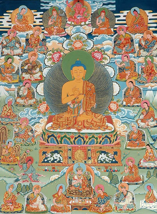 The Buddha Preaching Law of Dhamma to Great Sixteen Arhats