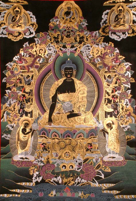 Buddha Seated on the Symbolic Six Ornament Throne of Enlightenment