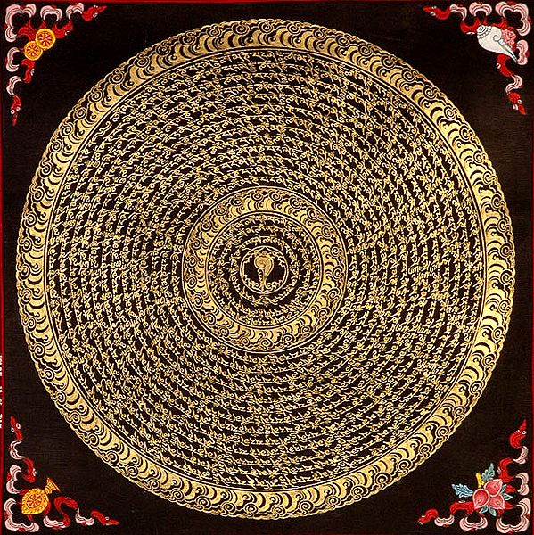 Conch (Ashtamangala) Mandala with Syllable Mantras
