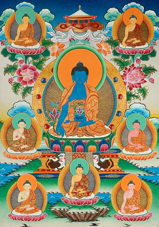 Bhaishajyaguru (Medicine Buddha) and His Seven Brothers