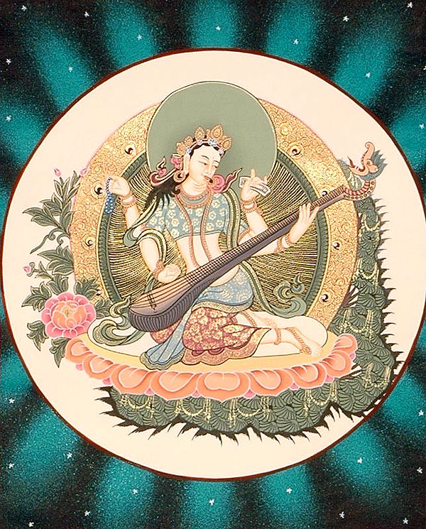 Goddess Saraswati Playing Vina