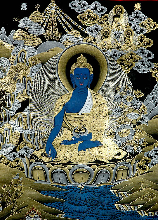 Medicine Buddha Seated on a Mount of Medicines