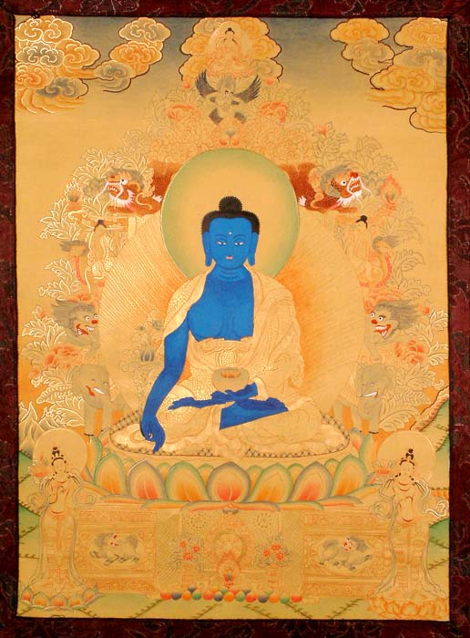 Medicine Buddha Seated on The Six-Ornament Throne of Enlightenment