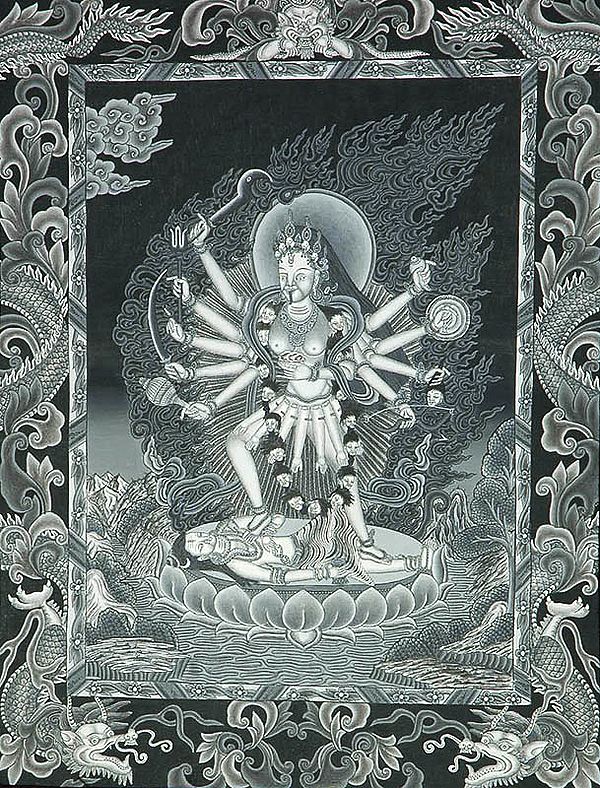 Most Terrific Mother Goddess Kali (Esoteric Black Painting)