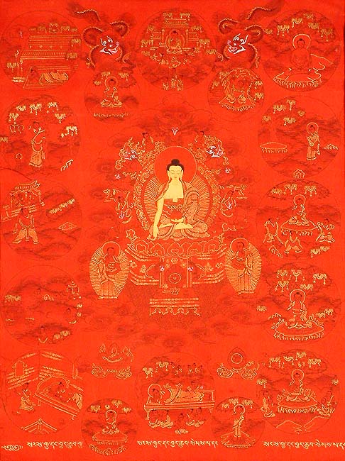 Red Thangka of Bhumisparsha Buddha