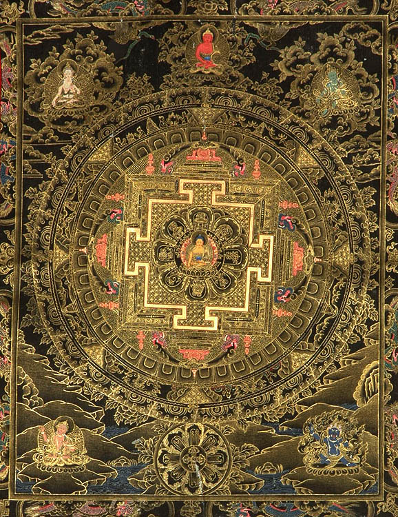 Shakyamuni Buddha Mandala (Black Thangka)