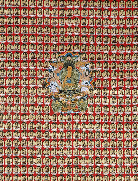 Red Thangka of Thousand Buddhas