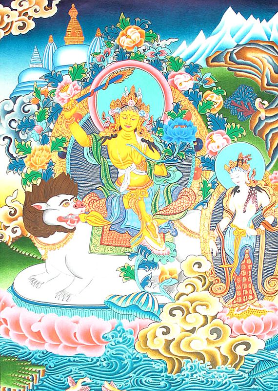 Simhanada Manjushri with Avalokiteshvara