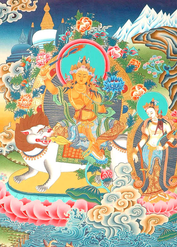 Simhanada Manjushri with Standing Avalokiteshvara