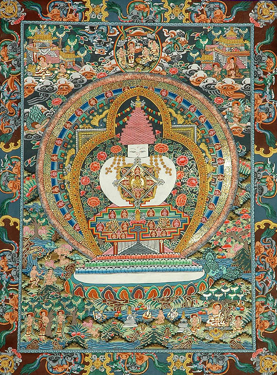 Svayambhunath Stupa with Shakyamuni Buddha in Centre