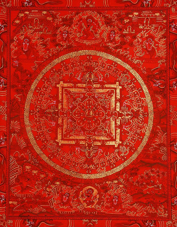 Red Mandala of Gautam Buddha -Tibetan Buddhist