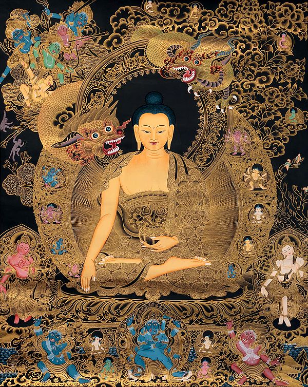 The Temptation of Shakyamuni Buddha by Mara - Superfine Large Size Tibetan Buddhist Thangka