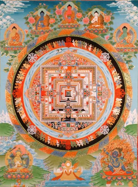 The Kalachakra Mandala with the Five Dhyani Buddhas