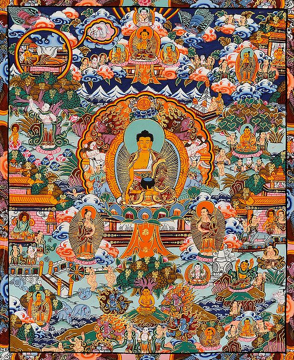 The Buddha Shakyamuni and Scenes from His Life (Tibetan Buddhist)