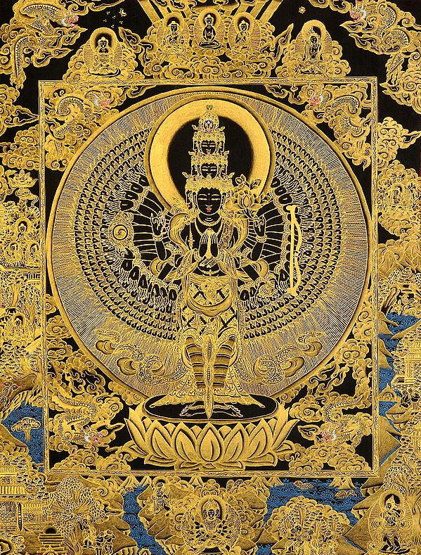 Thousand Arms of Compassion (Esoteric Black Thangka)