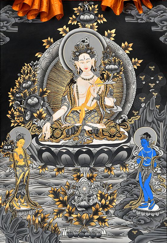 Graceful White Tara - Tibetan Buddhist Seven Eyed Goddess