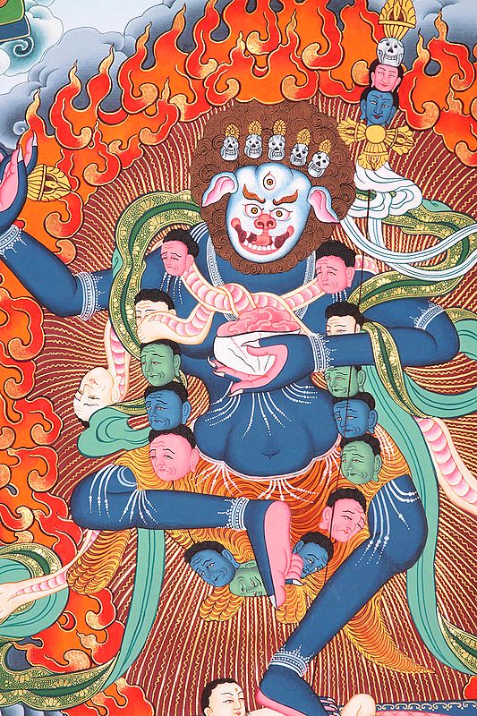 Tibetan Buddhist Simhavaktra: Lion Faced Dakini | Exotic India Art