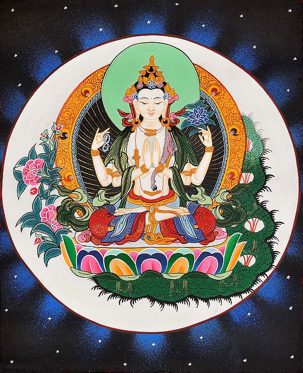 Shadakshari Lokeshvara (Tibetan Buddhist Chenrezig)